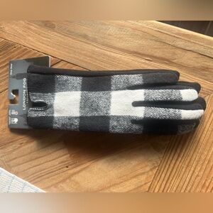 London Fog Checkered Black and White Gloves